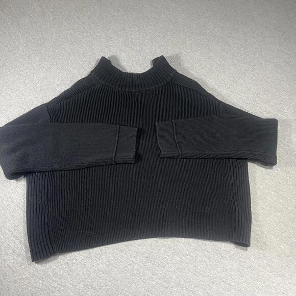 Urban Outfitters Black Ribbed Half-Zip cropped Sweater  Womans Size Medium - Picture 5 of 6
